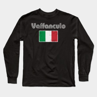 Vaffanculo Italian Flag Italia Italy Retro Long Sleeve T-Shirt
